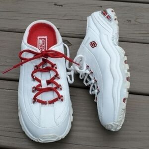 Vintage 90s y2k Skechers Bratz White Leather Platform Chunky Slip-on Sneakers 9.